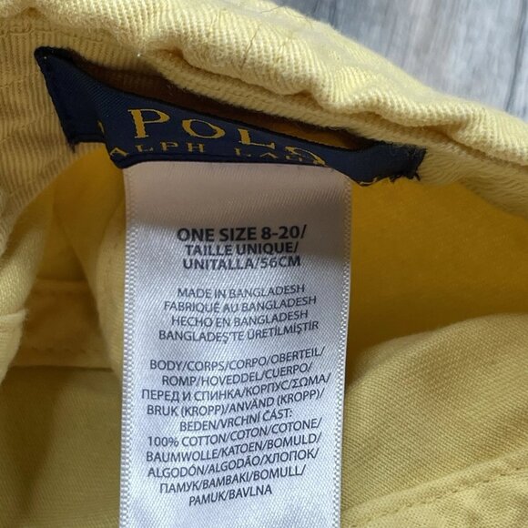 Ralph Lauren Polo Kids Boys Youth Hat Cap Strap Back Yellow Blue Big Pony 8-20 - Picture 10 of 11